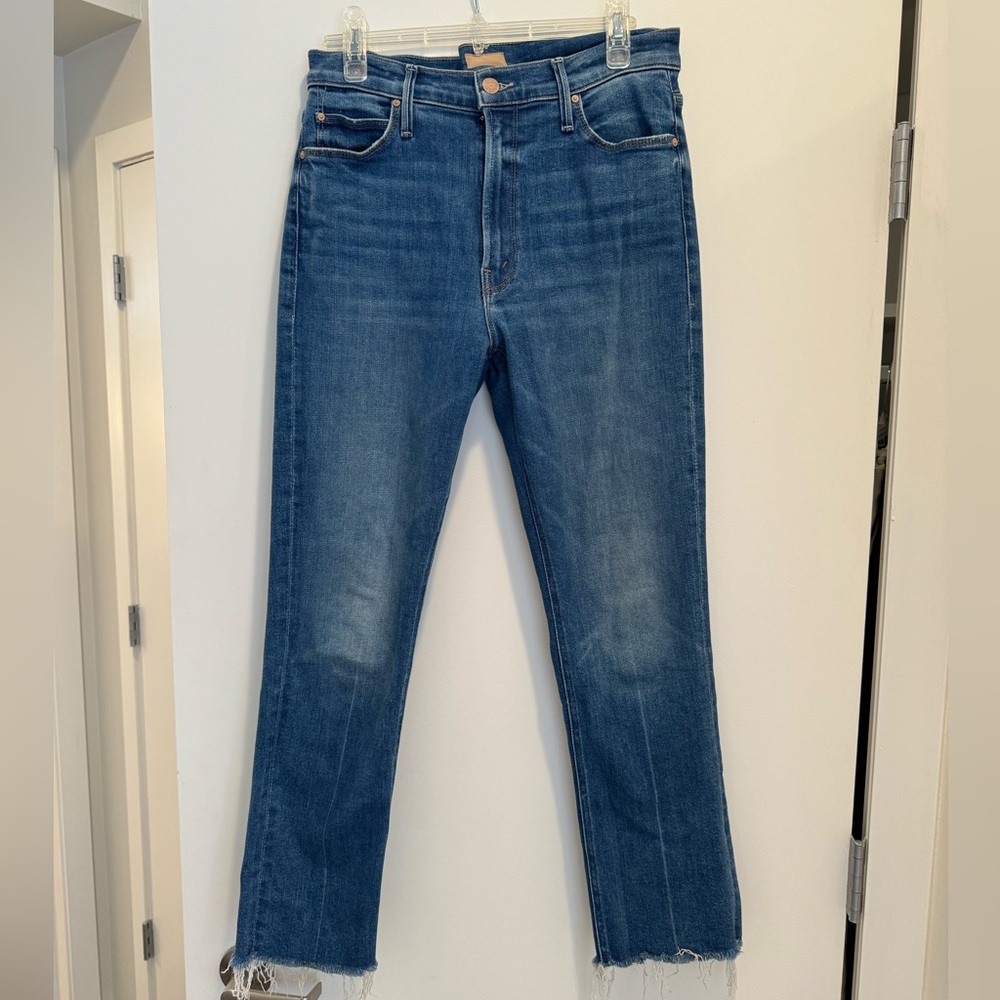 Mother Denim mid rise Dazzler ankle fray denim